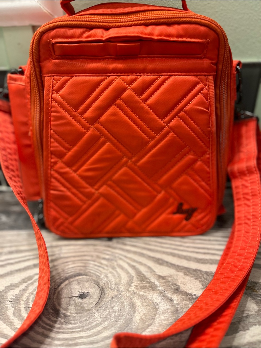 lug Orange Quilted Crossbody Bag